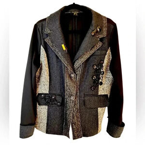 Cartise wool vintage jacket blazer, Size 14, embellishments,  Boho, sequins